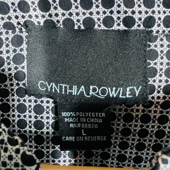 Cynthia Rowley Pocket Tunic Blouse Top Long Sleeve Mod Geo Print Casual - L - Picture 4 of 4